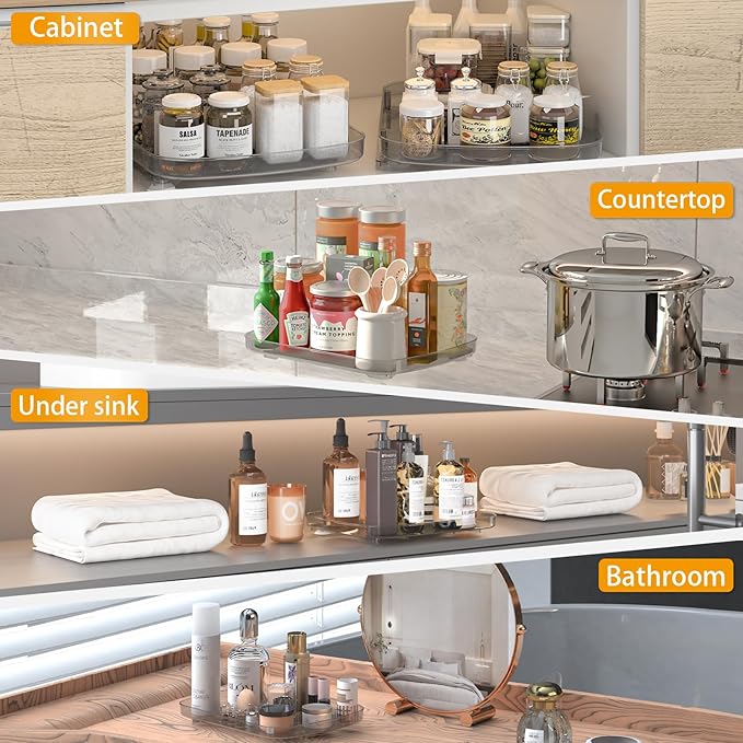Lazy Susan Turntable Organizer for Refrigerator 360° Refrigerator Organizers and Storage Lazy Susan Organizer for Fridge, Cabinet, and Pantry,15.82"x12",(Clear 1 Pack)