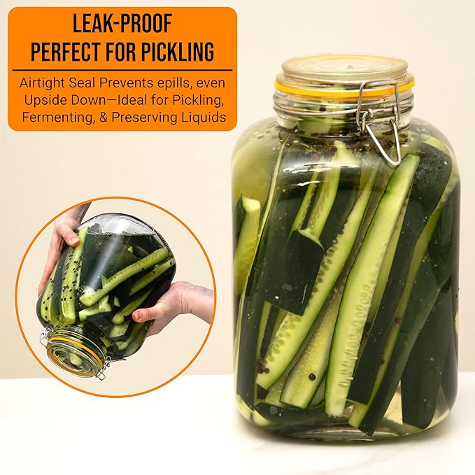 Galashield Glass Jars with Lids Food Storage Jars with Airtight Lids Leak Proof Glass Canisters Kitchen Jars [1 Gallon]