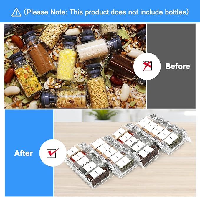 Acrylic Kitchen Spice Rack,Acrylic Spice Organizer,Kitchen Spice Rack Tray for Drawer/Countertop,4 Tier,Organize and Display Your Spices,and Seasonings(Jars not included)(Clear - 9 inch)