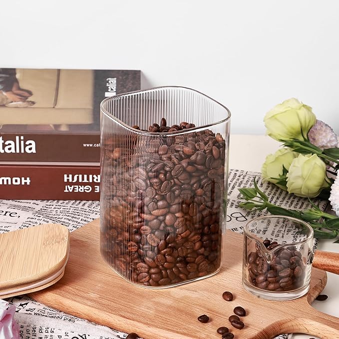 Glass Food Storage Jars 6-Pack 37oz - 4x6 in-Clear Glass Food Canisters with Bamboo Lid Airtight For Serving Tea, Coffee, Flour, Sugar, Candy, Cookie, Spice and More shutiao