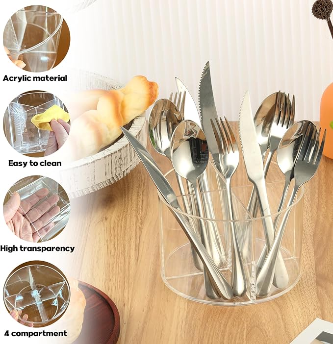 Rainmae Cutlery Storage Organizer, Plastic Cutlery Utensil Holder Silverware Storage Organizer Caddy for Kitchen Countertop Organization - Holds Fork, Knife, Spoon, Silverware Tableware Storage Box