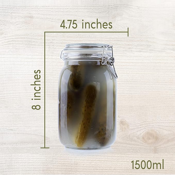 Galashield Glass Jars with Lids Food Storage Jars with Airtight Lids Leak Proof Glass Canisters Kitchen [50 oz]