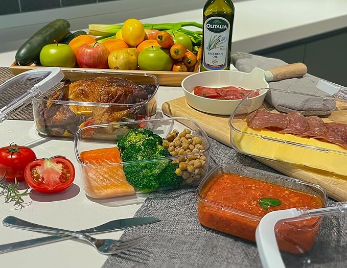 Felli Duo Loc Lunch Meal Prep Containers Microwave Safe Tritan Plastic BPA FREE, Leak Proof Food Storage Container for Leftovers Kitchen Fridge Freezer, Reusable On the Go Travel Box (Beginner 3pk)