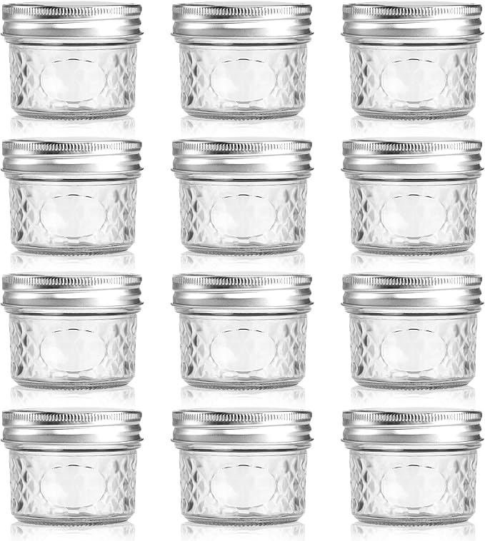4 oz/120 ml Clear Glass Storage Canister with Airtight Lid, 12 Pack Small Cute Decorative Mason Container Jar for Salad, Overnight Oats, Snacks, Yogurt, Cereal, Fruit, Spice, Sugar, Coffee