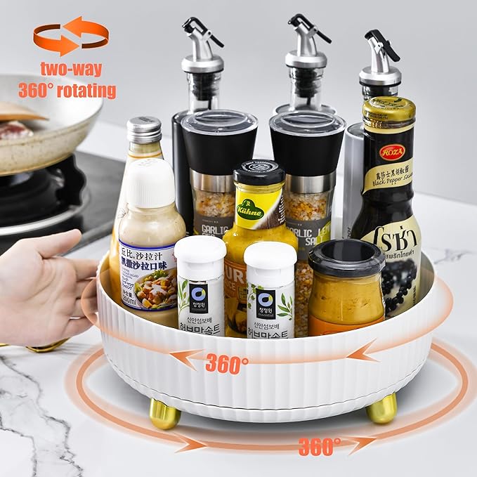 Lazy Susan Rotating Organizer - Perfume, Makeup, Skincare Vanity Tray - Turntable for Cabinet, Pantry, Fridge, Countertop, Bathroom
