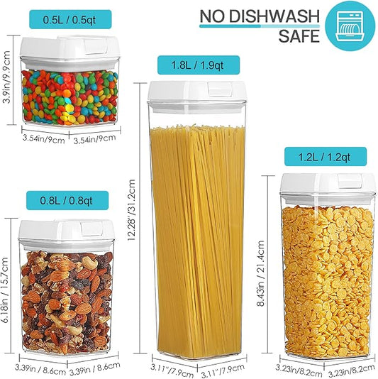 Vtopmart 14 PCS Airtight Food Storage Containers Set, BPA Free Plastic Kitchen Pantry Organizer, with Easy Lock Lids for Pasta Spaghetti Cereal Snack Flour Sugar Rice Organization, Include 24 Labels