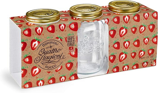 Bormioli Quattro STAGIONI-1L 365160-CBC Set of 3 Airtight Jars Transparent