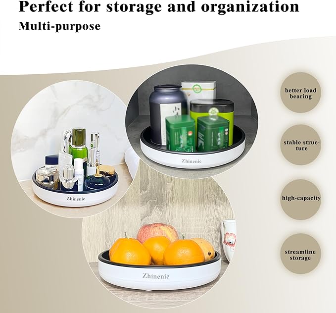 Lazy Susan Turntable,Non-Skid Lazy Susan Organizer for Cabinet,Refrigerator,Pantry,Kitchen,Bathroom Organization and Storage,Countertop,Under Sink and Tabletop Shelf,Spice Rack (12 inches 2 Pack)