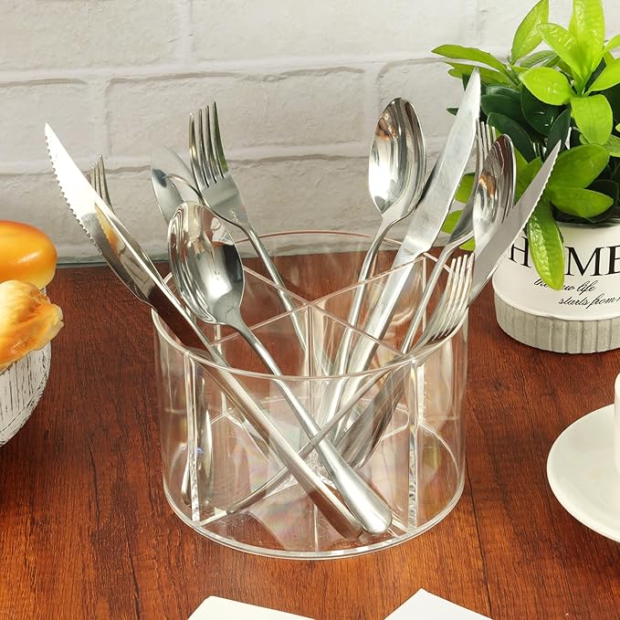 Rainmae Cutlery Storage Organizer, Plastic Cutlery Utensil Holder Silverware Storage Organizer Caddy for Kitchen Countertop Organization - Holds Fork, Knife, Spoon, Silverware Tableware Storage Box