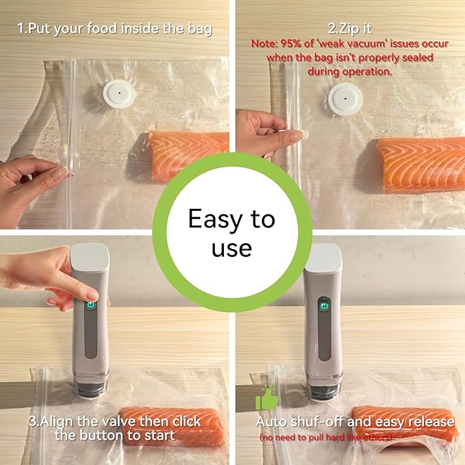 10”x13” Reusable Vacuum Sealer Freezer Bags 15 Pcs with Air Valve for Food Storage and Preservation, for Leftover Save, Meal Prep, Sous Vide Cook, Outdoor BBQ. BPA Free, Dishwasher Safe Microwavable