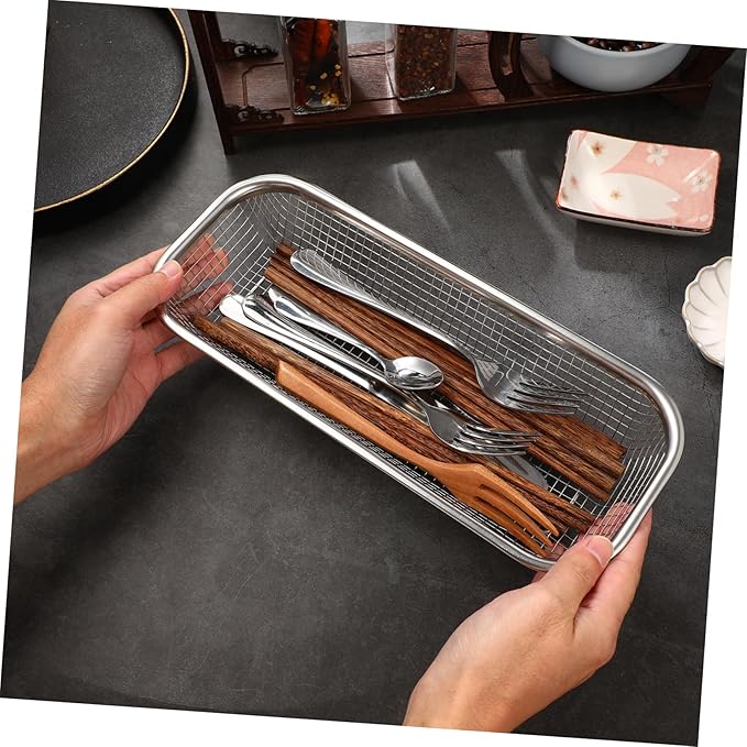 Cabilock Stainless Steel Utensil Drying Rack: Utensils Drawer Organizer - Dishwasher Silverware Drainer Basket, Chopsticks Spoons Forks Knifes Cutlery Storage for Kitchen Counter