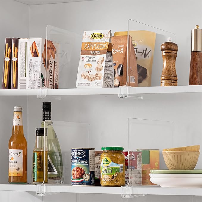 10 Pack 12 Inches [Extra Tall Version] Clear Shelf Dividers for Organization, Acrylic Closet Shelf Vertical Shelves Organizer for Bedroom, Kitchen and Office