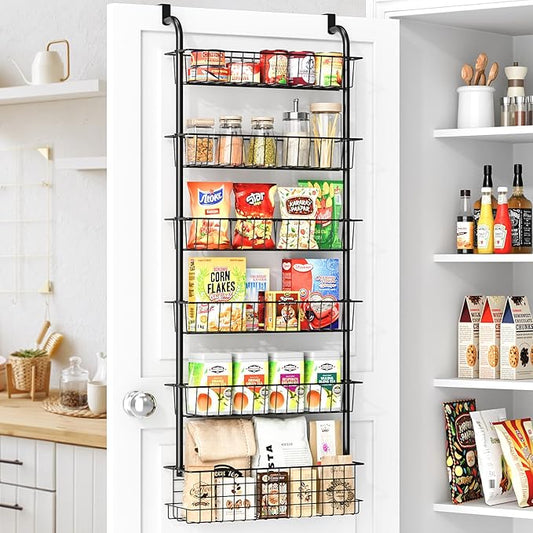 Over The Door Pantry Organizer Spice Rack: 6-Tier Metal over the Door Organizer - Pantry Organization and Storage - Hanging spice Rack Back Of Door Organizers