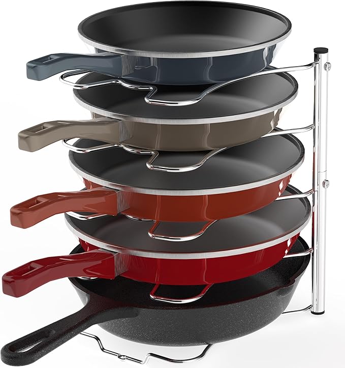 SimpleHouseware Cabinet Pantry Pot and Pan Organizer Holder Rack Holder, Chrome