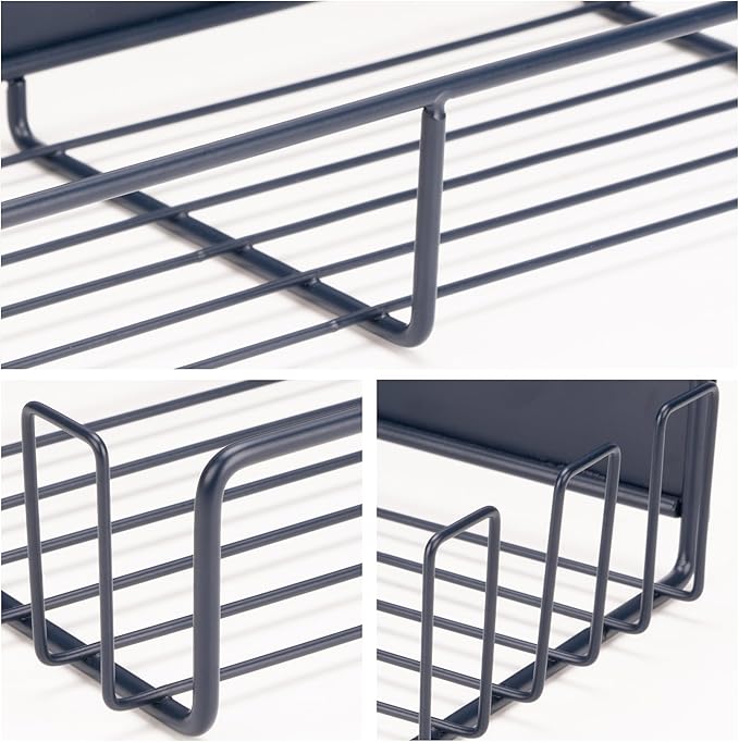 Strong Magnetic Spice Rack For Refrigerator with 20 Hooks, Space Saving Organizer, Durable Shelf for Oven - 4 Pack - Iron - Midnight Blue