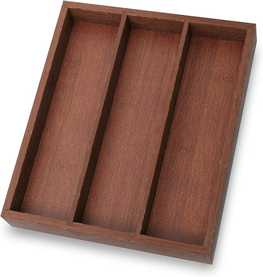 Silverware Organizer Bamboo Kitchen Drawer Organizer, Flatware Organizer Tray for Kitchen, Flatware, Utensils（Brown）