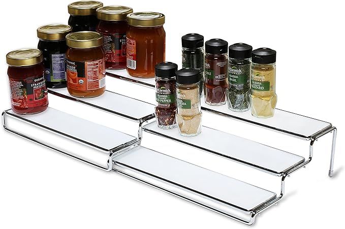 Deco Brothers Spice Rack 3 Tier Expandable Shelf Organizer, Chrome