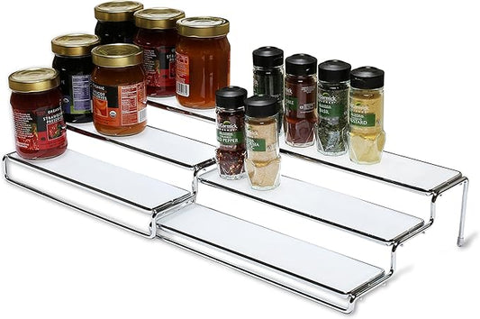 Deco Brothers Spice Rack 3 Tier Expandable Shelf Organizer, Chrome