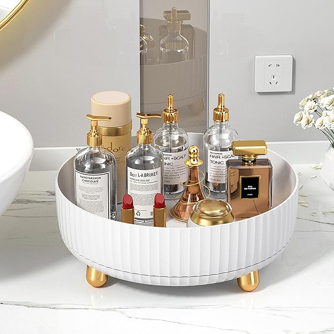 Lazy Susan Rotating Organizer - Perfume, Makeup, Skincare Vanity Tray - Turntable for Cabinet, Pantry, Fridge, Countertop, Bathroom