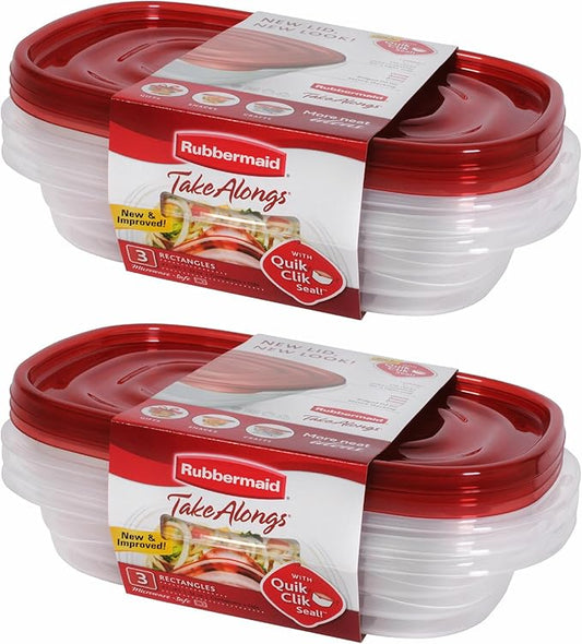 Rubbermaid Take Alongs 4-cup Rectangle Containers, 2-Pack of 3