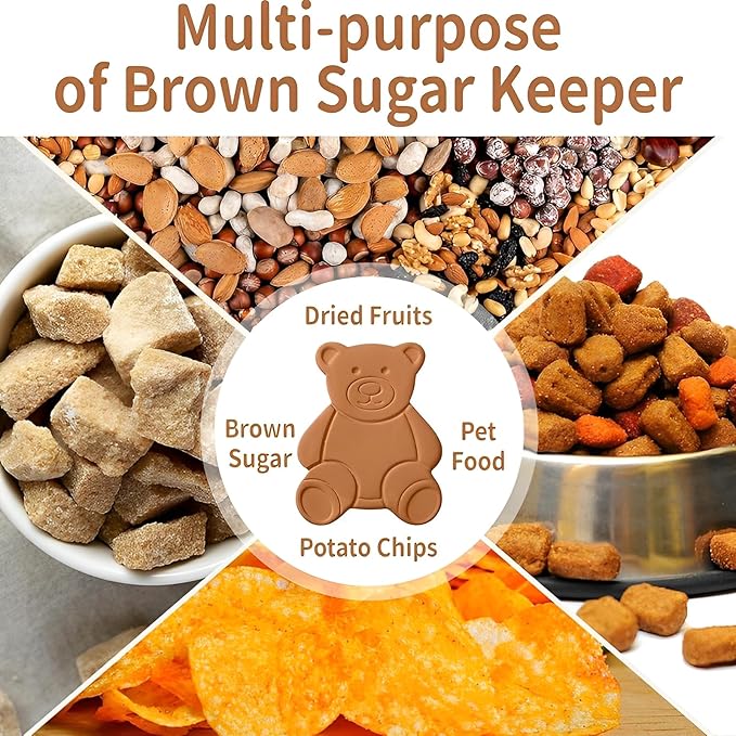 2PCS Terracotta Brown Sugar Keeper Bear Brown Sugar Saver and Softener Disc to Maintain Food Moisture in Storage Container