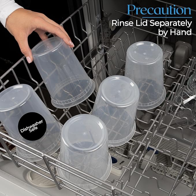 [50 Sets] 32 oz Deli Containers with Lids & Two (2) Label Sheets - Leakproof BPA-Free Plastic, Reuseable & Stackable Deli Containers with Lids 32 oz - Freezer and Dishwasher Safe (50)