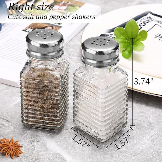 Glass Salt and Pepper Shakers Set,Rectangular Salt Shaker Set