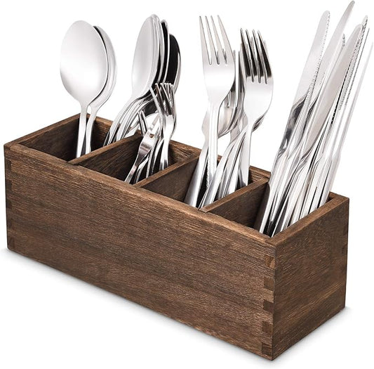 4 Adjustable Smart Compartments Kitchen Utensil Holder, Cutlery Trays, Silverware Storage Kitchen Utensil Flatware Caddy
