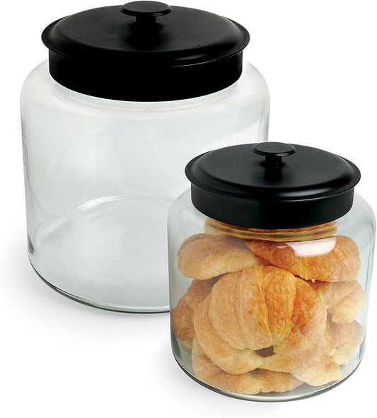 Anchor Hocking Montana 2.5 Gallon Glass Jar with Lid, Black Metal Lid