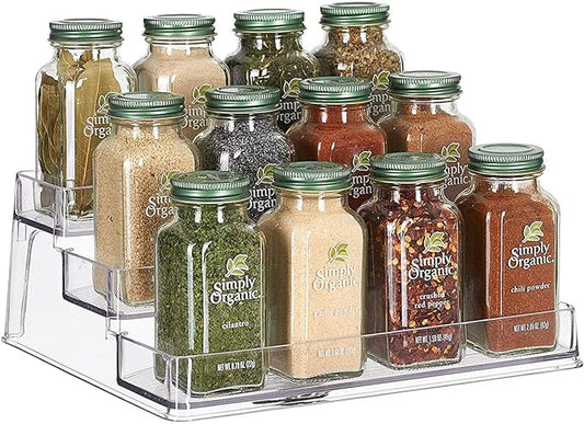 Home Intuition 3-Tier Spice Rack Step Shelf Cabinet Organizer, Clear (2)