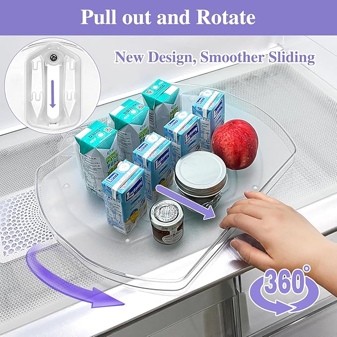 360° Rotating Lazy Susan Turntable - Multifunctional Rectangular Organizer for Refrigerator, Cabinet, Pantry, and Kitchen Countertop (15.2" x 11.4", 2 Pack)