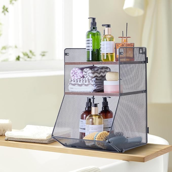 2pcs Spice Rack,Fruit Basket Kitchen Storage racks, Hanging Baskets Spice Rack for Kitchen, Countertop Organizer or Wall Mount for Spice,Snack, Fruit and Vegetable Storage