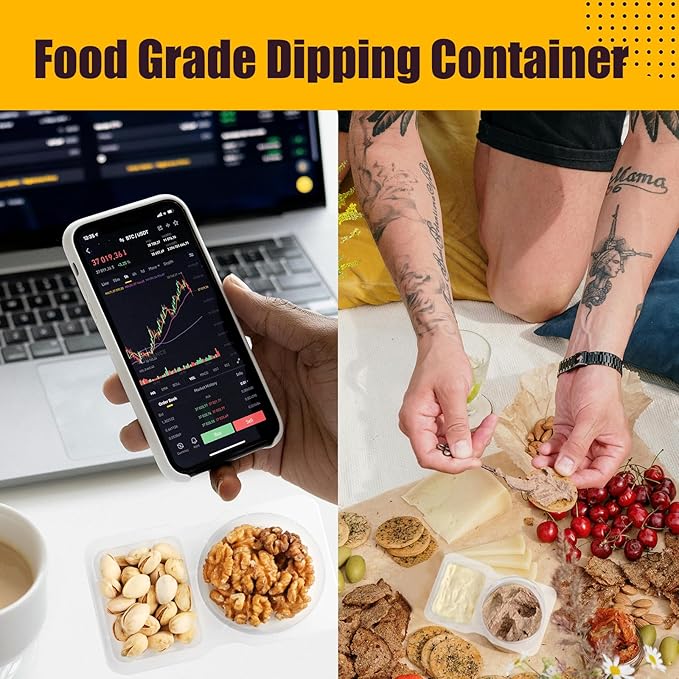 10 Sets Reusable Snack Containers with Lids, BPA-Free Double Compartment Condiment Storage, Leakproof Dipping Cups for Meal Prep, Portion Control, Travel & Outdoor Use (10)