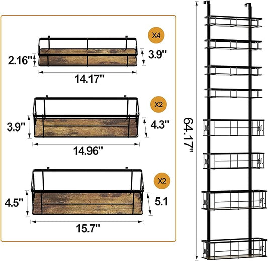 Highpro 8-Tier Over the Door Pantry Organizer, Pantry Organization and Storage Rack, Metal Hanging Spice Rack Shelves, Home & Kitchen, Closet, Laundry Room Bathroom Organization,Black