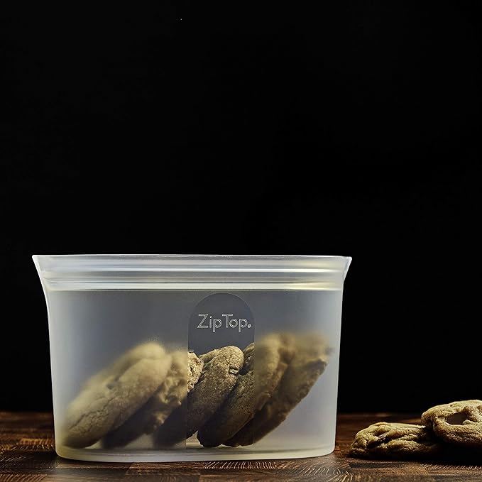 Zip Top Reusable Food Storage Bags | Medium Dish [Lavender] | Silicone Meal Prep Container | Microwave, Dishwasher and Freezer Safe | Made in the USA