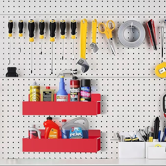 Magnetic Spice Rack Organizer for Fridge Seasoning Organizer for Kitchen storage with Screw or Adhesive Hanging,Magnetic Shelf with Hook for Refrigerator and Oven (Red, 4pack)