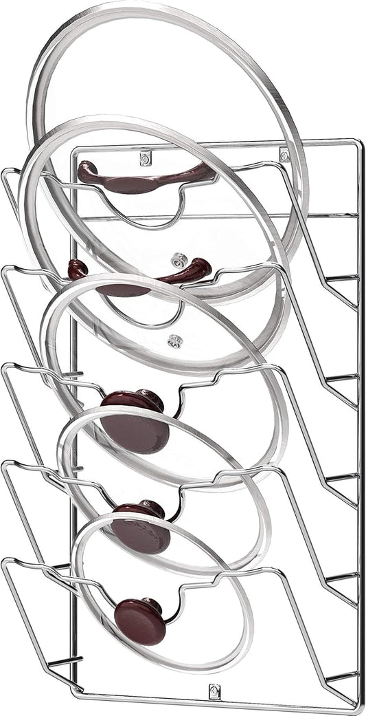 Simple Houseware Wall Door Mounted Pot Lid Rack, Chrome Finish