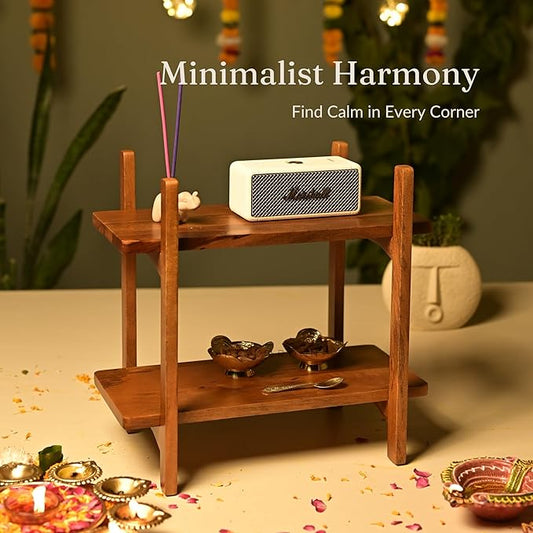 Premium Zen Organizer | 2-Tier Wooden Spice Rack | Kitchen Countertop Shelf | Tiered Shelf Organizer | Grocery Rack (41 x 23 x 38 Cm)