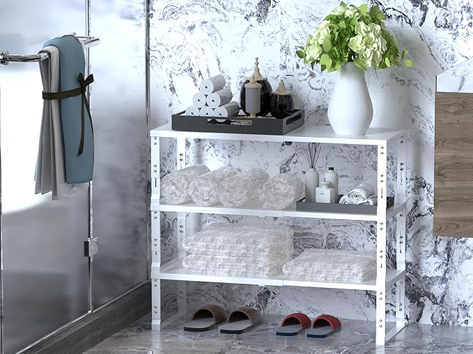 Adjustable Expanable Stackable Spice Rack Shelf Pantry Storage Organizer for Kitchen Cabinet,Countertop,Bathroom and More.Space is no Longer Limited(3Packs/White/Medium)