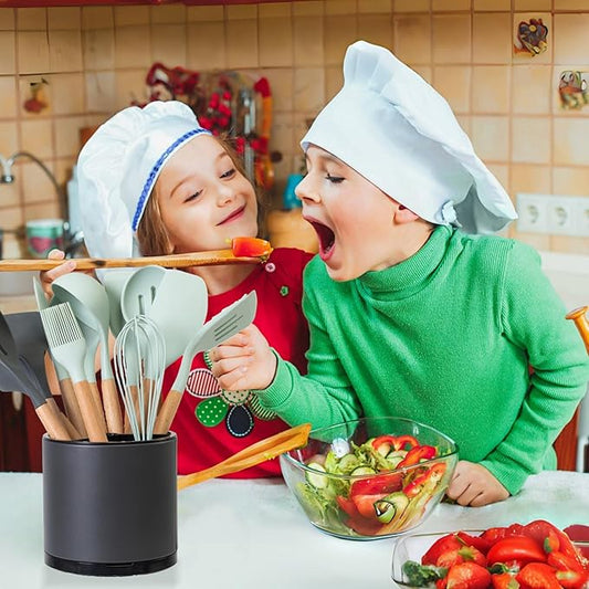 Utensil Holder,Kitchen Utensil Holder For Counter,Rotating Silverware Organizer Cooking Flatware Spoon Spatula Tool Cutlery Container Stainless Steel Caddy