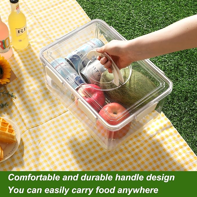 Taiuloo Airtight Fruit Storage Containers for Fridge with Lids & Handle, Refrigerator Organizers Storage Set of 10 - Clear Berry Vegetable Fresh Produce Saver, Stackable Fridge Organizer Bins