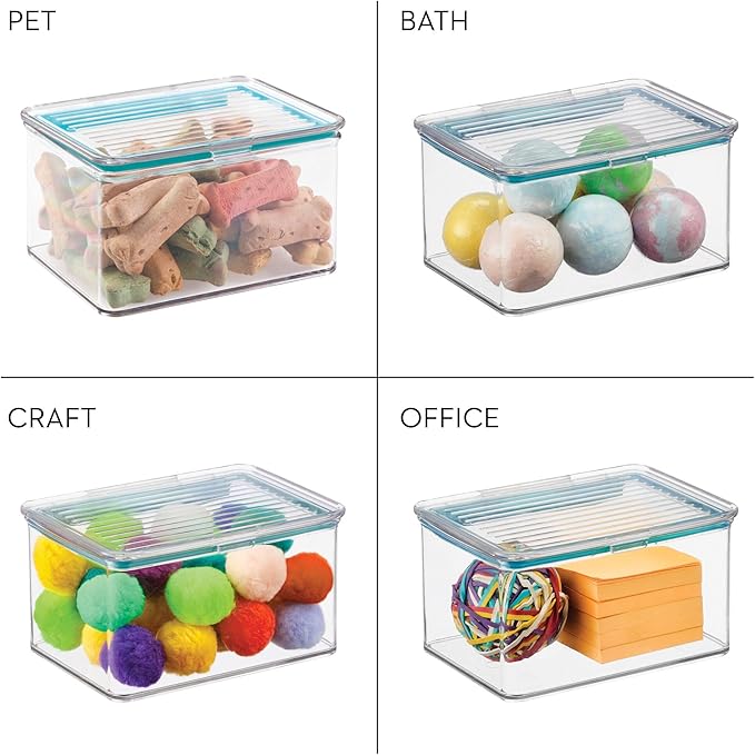 iDesign Small Food Storage Box with Airtight Seal for Kitchen or Pantry Storage - Set of 2 - Clear