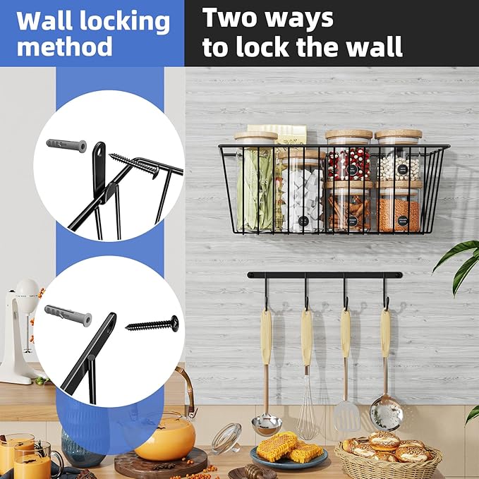 Simple Trending 8 Pack Spice Rack with 8 Hooks For Kitchen, Wall Mount Hanging Spice Organizer For Holds 192 Spice Jars,Bathroom or Pantry Door, Storage, Black