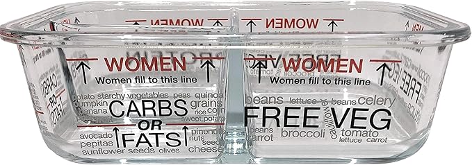 Portion Perfection Portion Control Containers - Glass Oven Ready, Freezer Safe Meal Prep Containers Reusable for Food 3pk, 3 Compartment with Lids, Practical Weight Control Products
