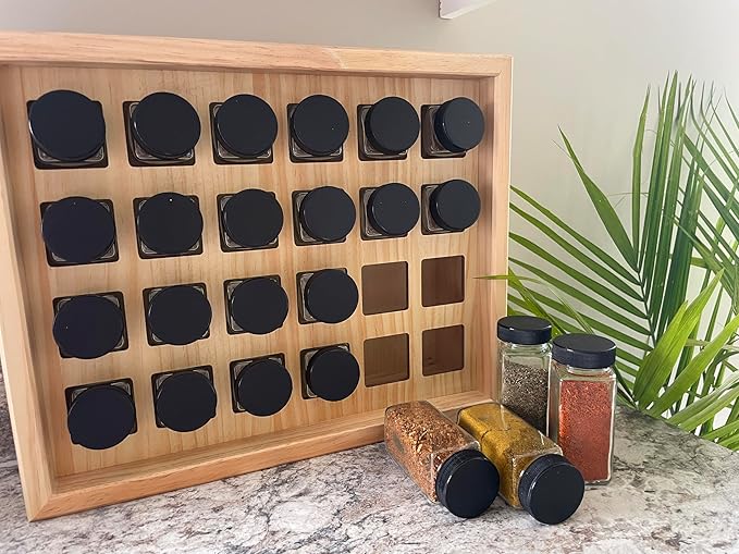 The Rack Co. 24 spice jars counter top wood cabinet