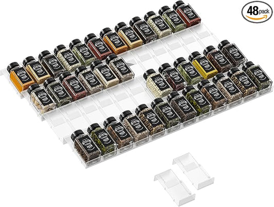 Famhap Spice Drawer Organizer, 48PCS Interlocking Expandable Seasoning Rack Tray Insert for Kitchen Drawers, Spice Rack Drawer for Spice Jars