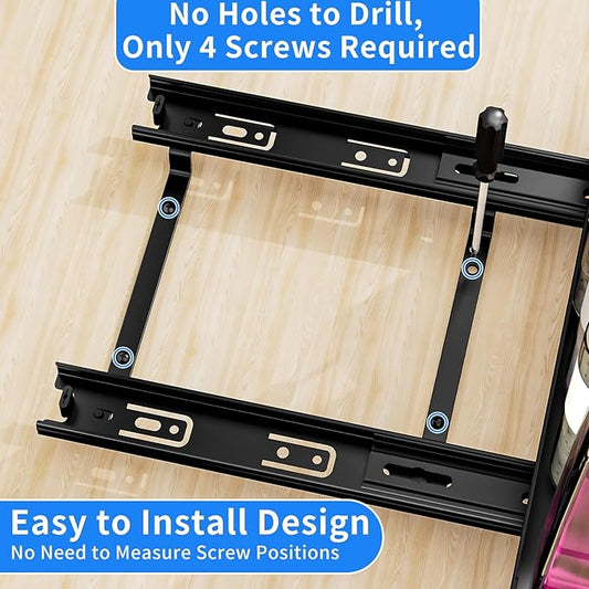 Pull Out Spice Rack Organizer for Cabinet, Heavy Duty-Slide Out Spice Rack, Vertical Spice Rack for Kitchen Cabinet and Pantry (10.5''Wx10.5''Dx2.8''H, Metal Black)