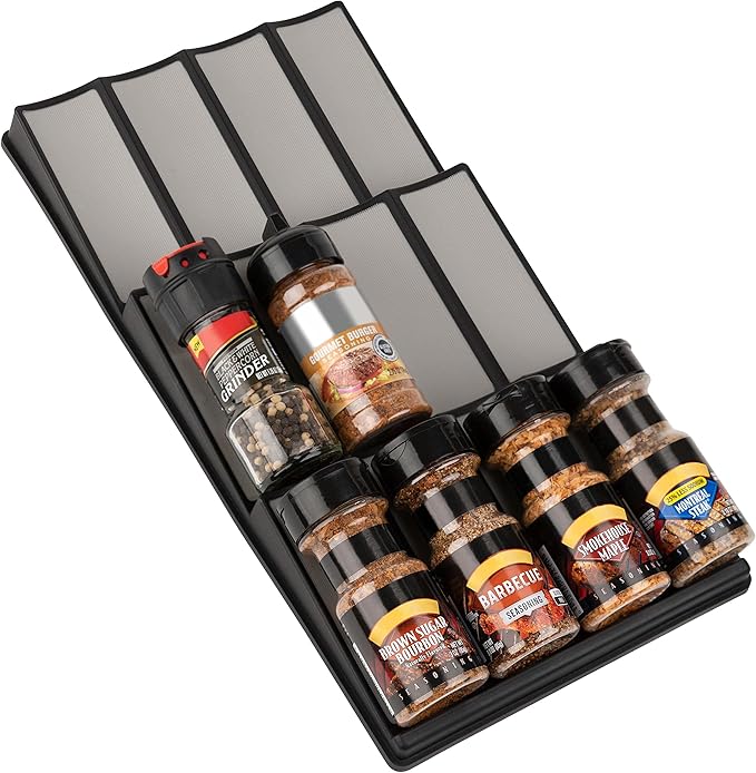 Spice Drawer Organizer | 3 Tier Kitchen Spice Rack Organizer for Drawer | Non-Skid storage Tray