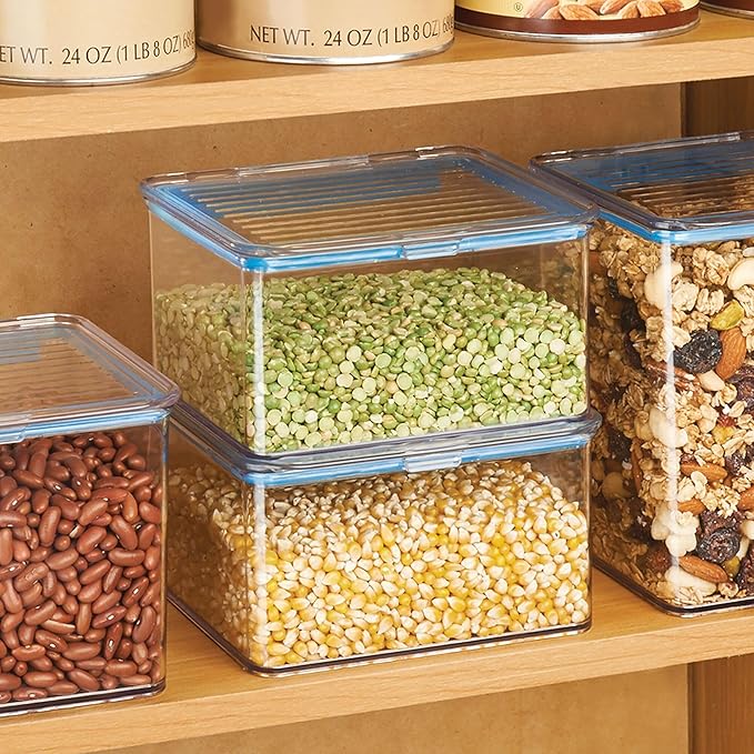 iDesign Small Food Storage Box with Airtight Seal for Kitchen or Pantry Storage - Set of 4 - Clear