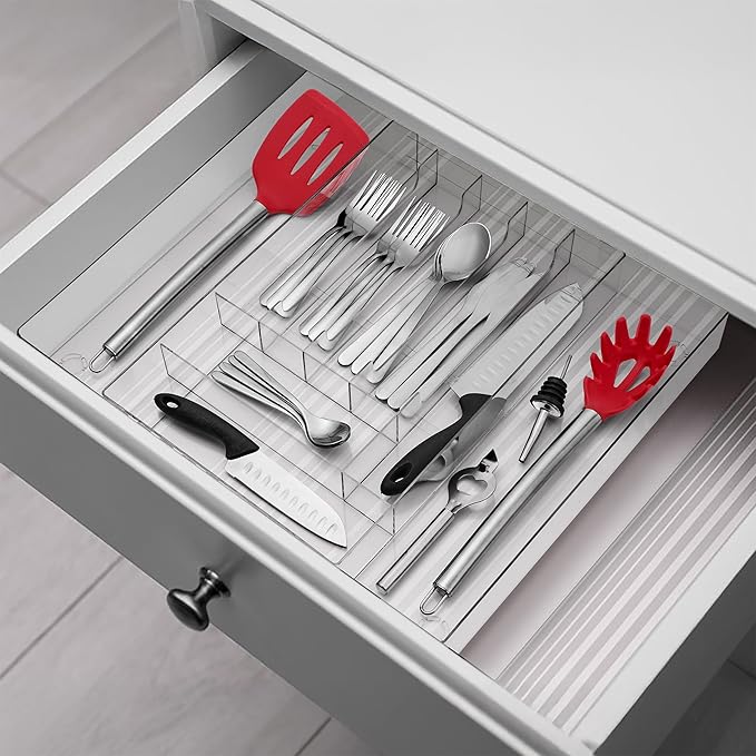Sorbus Silverware Organizer – Expandable Kitchen Drawer Organizer, Adjustable Utensil Organizer, Cutlery Tray for Forks, Knives, Spoons – Multipurpose Flatware and Kitchen Storage Solution